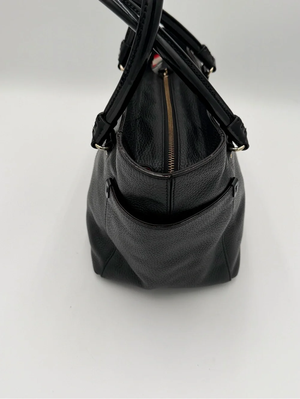 Kate Spade Pebbled Leather Hobo Handbag Purse Black Double Handle Zip Top